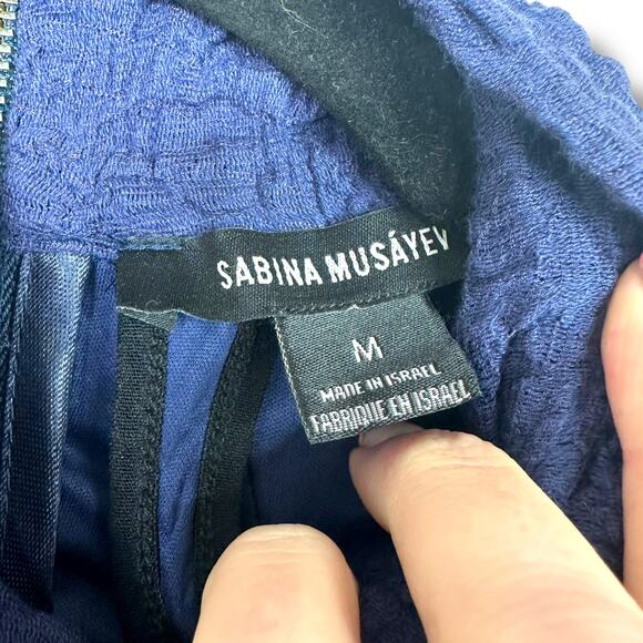 Sabina Musayev Revolve Nofit Blue Mock-Neck Unlined Textured Midi Dress Medium - Picture 14 of 16